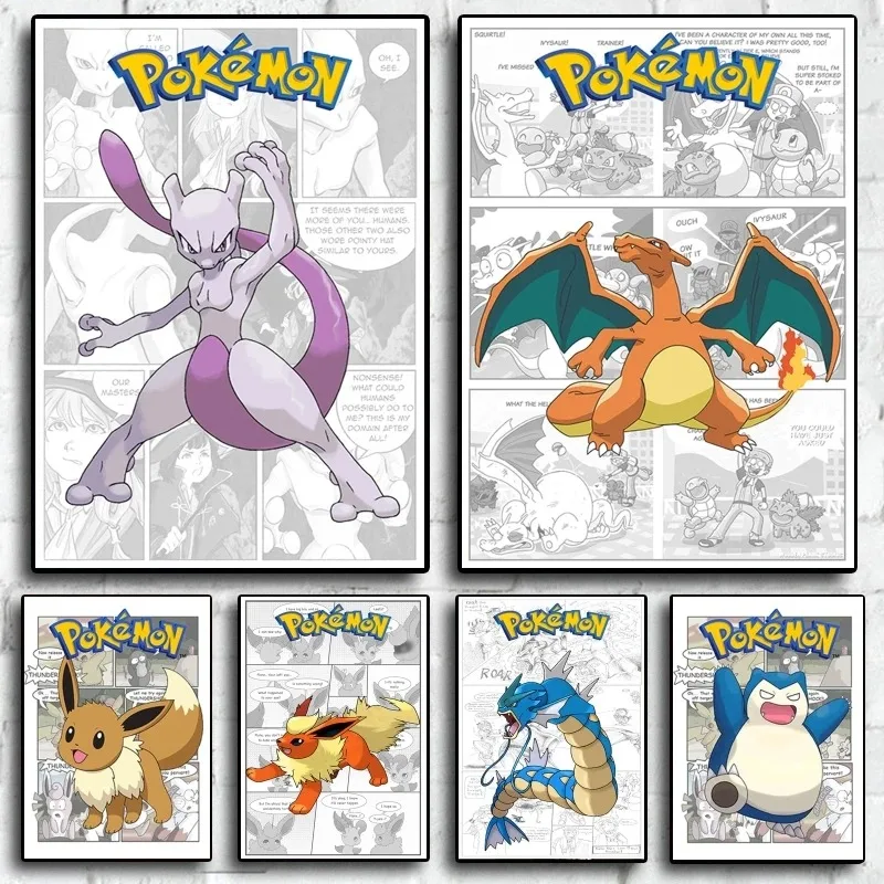 Pokemon Mewtwo Picture Comics Pictures Nursery Wall Art Posters Art Prints Canvas Painting Pictures Baby Kids Room Home Decor