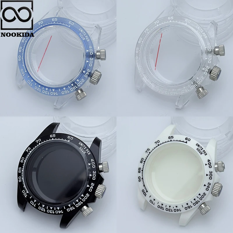 

NOOKIDA 39mm Simple Fashion Sapphire Glass Watch Case Transparent Plastic Watch Case for VK63 Quartz Movement