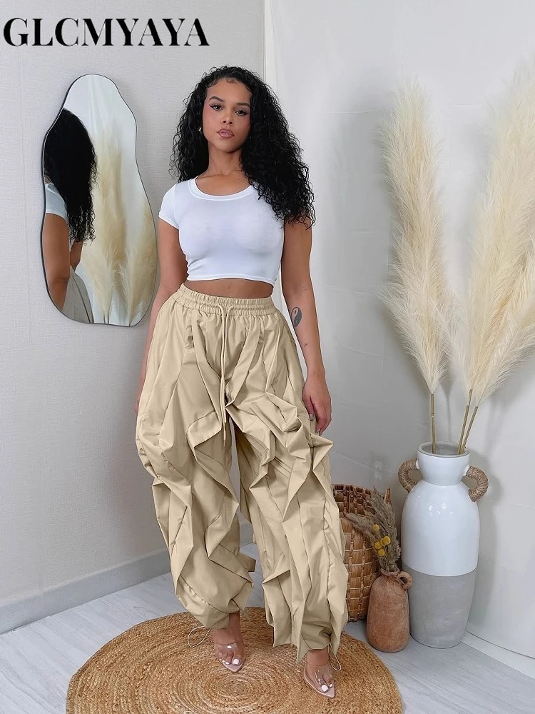 GLCMYAYA النساء الصالحة للأكل شجرة الفطريات عداء ببطء بنطال رياضي 2025 الصيف موضة نشط عادية الشارع الركض بنطلون