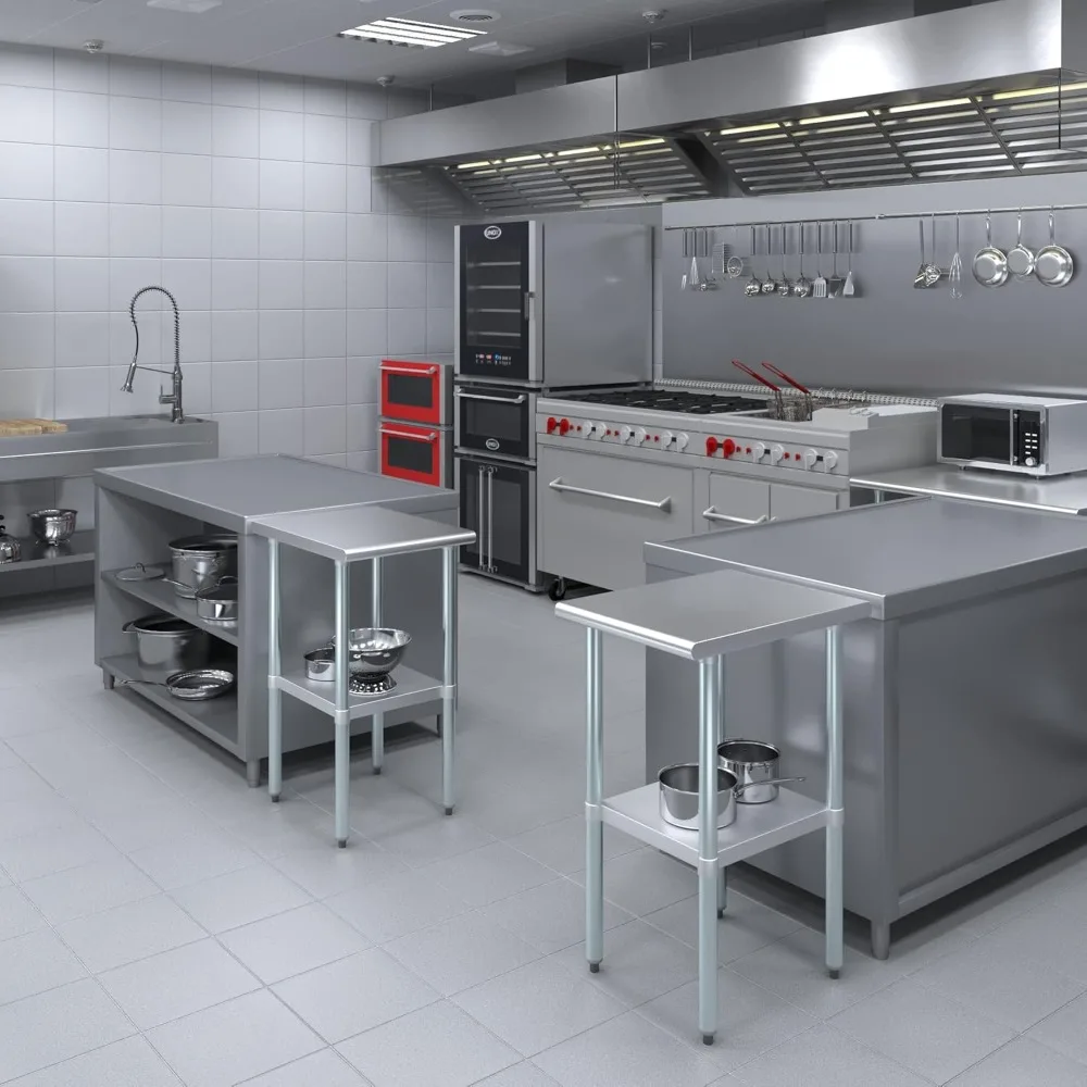 24 بوصة. × 18 بوصة. طاولة عمل ستانلس ستيل |   طاولة إعداد المطبخ NSF |   طاولة معدنية فائدة #5