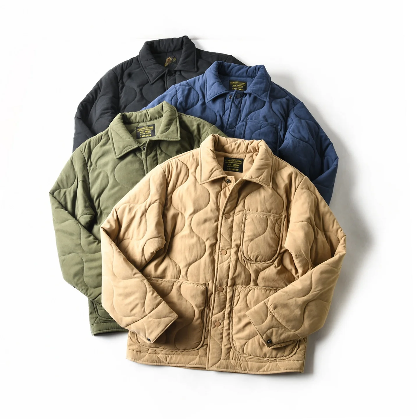 

Retro American Autumn Winter Cotton Jaet for Men Loose Soft Long Sve Thermal Workwear with Durable S Stitching Peach Ski...