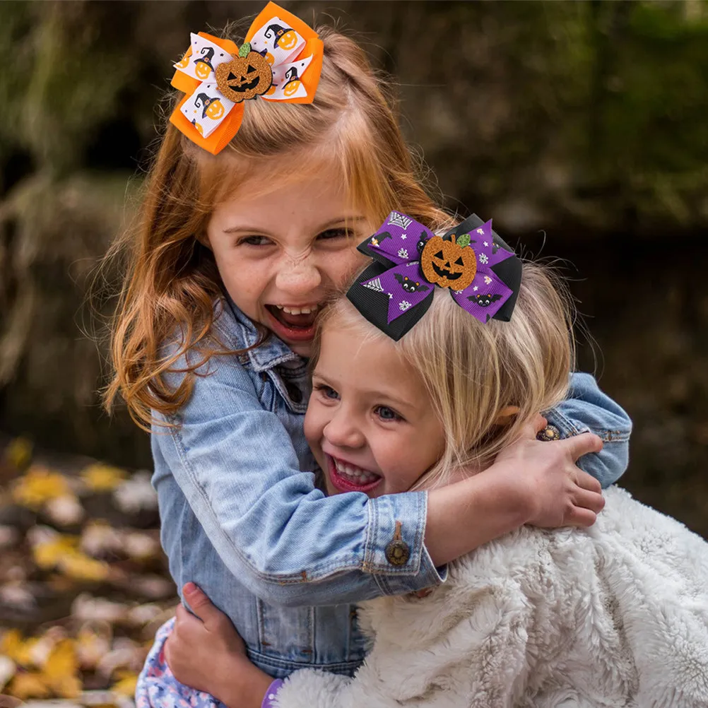 

4 шт. заколки для волос с лентами на Хэллоуин, аксессуары для костюмов, украшения для девочек