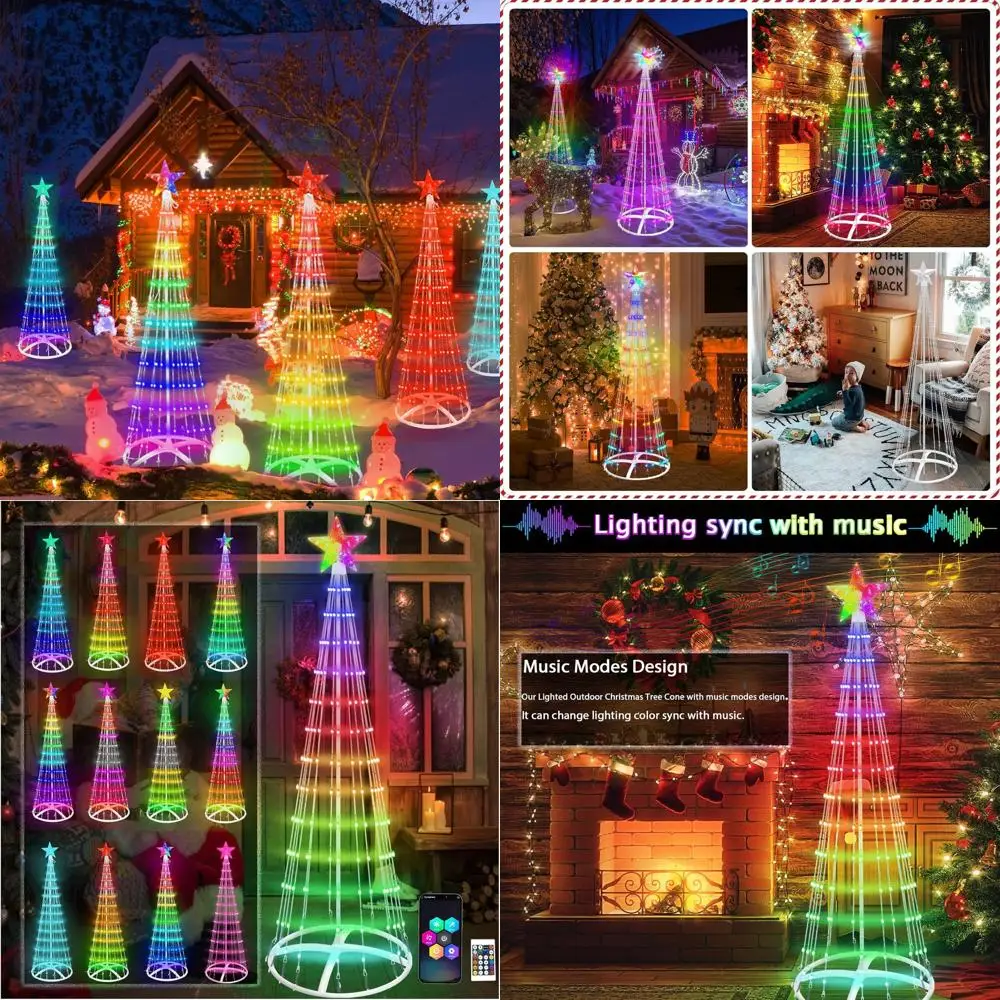 

5FT 205 LED Outdoor Christmas Tree Cone with Remote & App Control, Light Show for Yard, Porch, Indoor/Outdoor Decoration