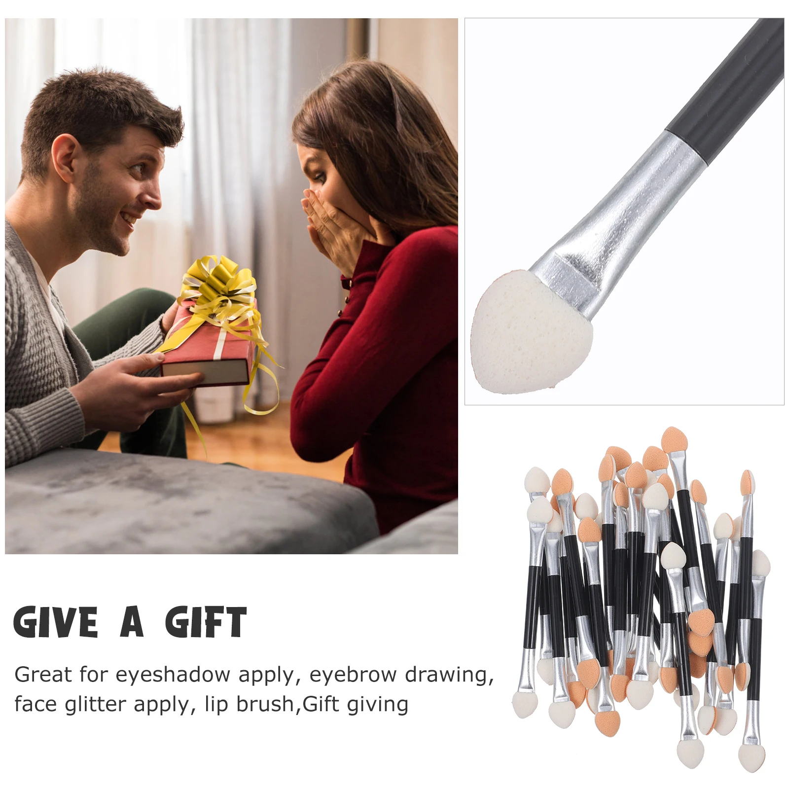 24 قطعة من فرش ظلال العيون الإسفنجية خفيفة الوزن مزدوجة الرأس لتطبيق مكياج ناعم ولامع للشفاه والحواجب، طقم فرش ظلال العيون