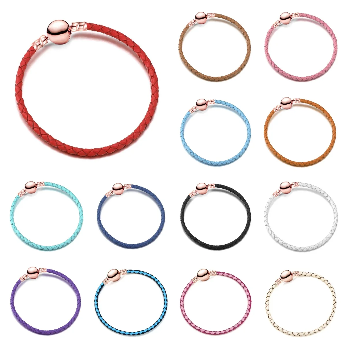 New Fashion Single Circle Mom's Leather Rope Gold Charms Beads Basic Chain Classic Bracelets DIY Women Fine Jewelry Gifts