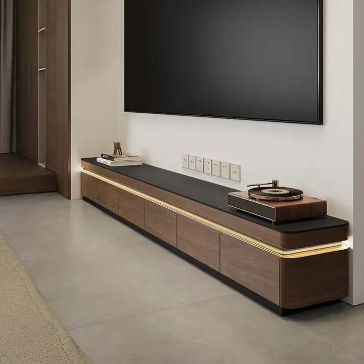 TV cabinet living room high-end floor-to-ceiling household slate walnut locker