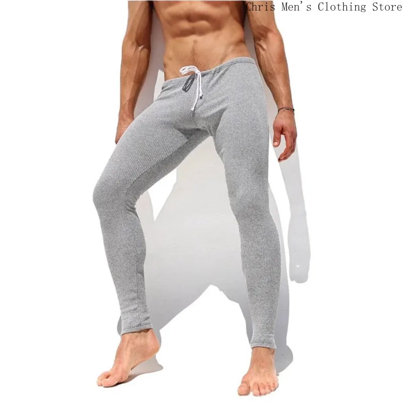 Soft and Comfortable Slim Foot Pants Autumn and Winter New Men's Elastic Striped Knitted Pants Men's Elastic Fitness Pants Gym