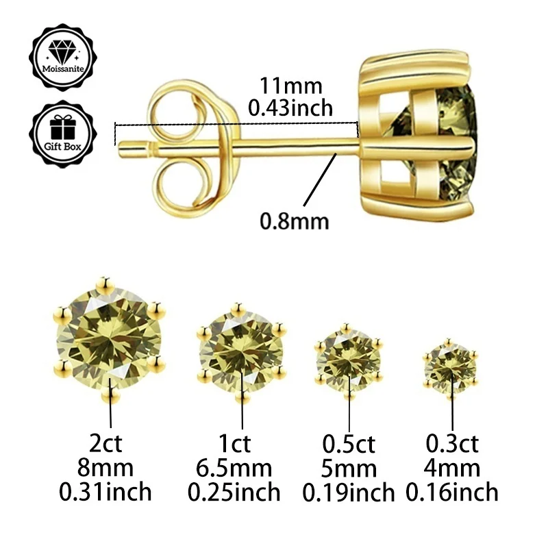 LAMVOICE مجوهرات للنساء/أقراط مرصعة بـ 0.6-4 قيراط الزيتون مويسانيتي هيبوالرجينيك أقراط هدية الكريسماس للنساء