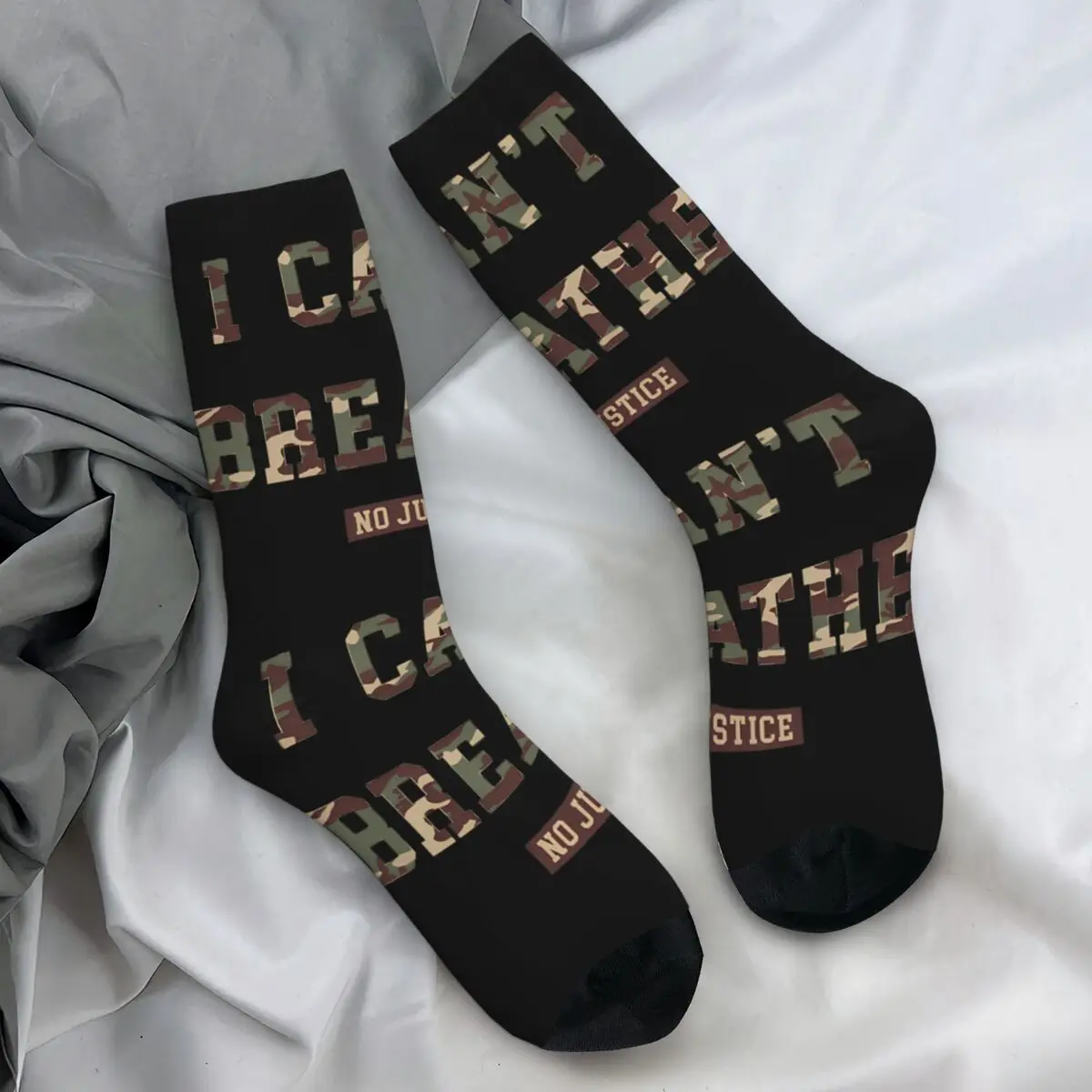 I Can't Breathe George Floyd Camo Stockings Men Socks Quality Gothic Socks Spring Outdoor Anti Skid Design Socks Gift