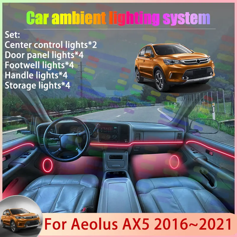 

Для Aeolus AX5 2016 ~ 2021 2/24 в 1, автомобильная атмосферная лампа, RGB абажур, ансамбль, стример, набор атмосферных деталей, автоаксессуары