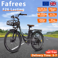 Fafrees F26 Lasting Electric Bike for Adults, 380W Motor 36V 20.3Ah Battery, 26*1.95  Inch Fat Tire, City Commuter E-Bicycle