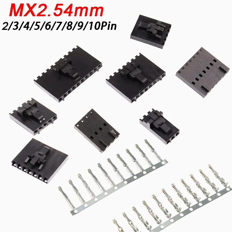 

10Pcs MX2.54 Dupont Connector Housing with Lock Buckle Pitch 2.54mm 2/3/4/5/6/7/8/9/10Pin MX2.54mm Male Plug Rubber Shell Adapte