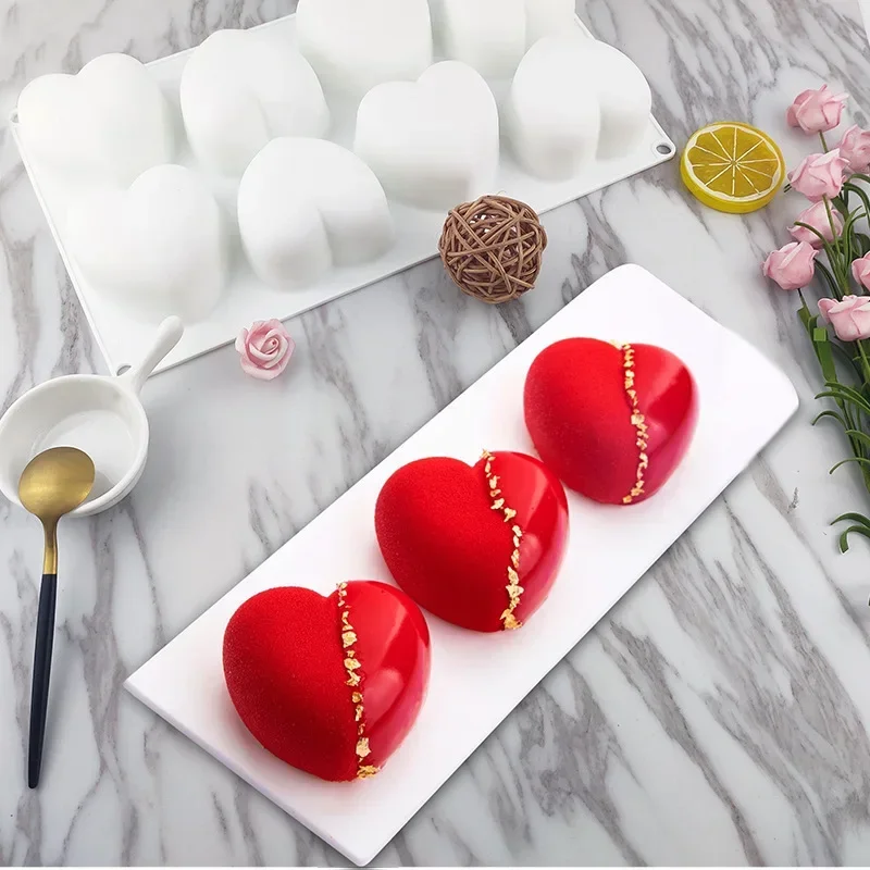 8Grid Cavity Love Heart Shape Cake Mold Mousse Ice Cream Chocolate Dessert Jelly Pastry Silicone Mold Decoration Tools