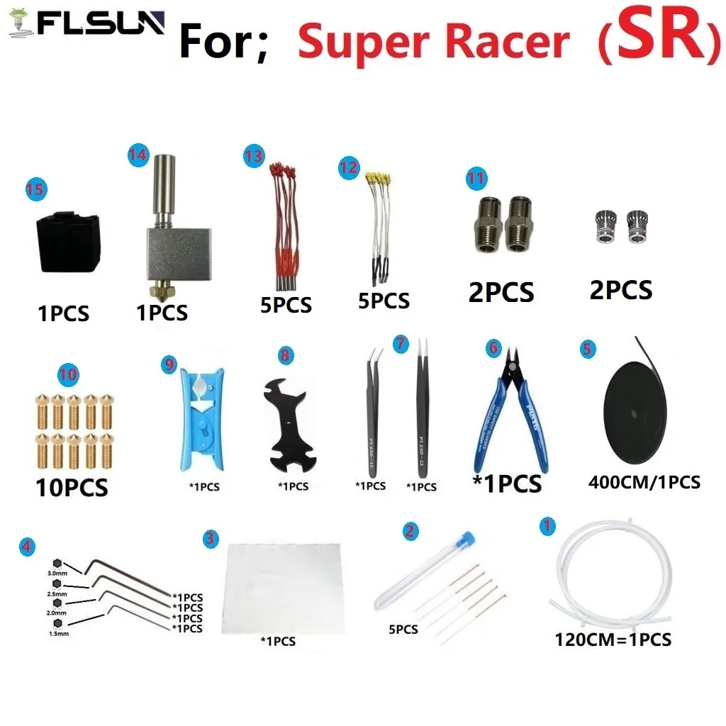 

FLSUN Super Racer Nozzle Hotend Clean Suit 3d Printer SR Accessory Cleaning Needle Heat Rod Temperature Sensor Synchronous Belt