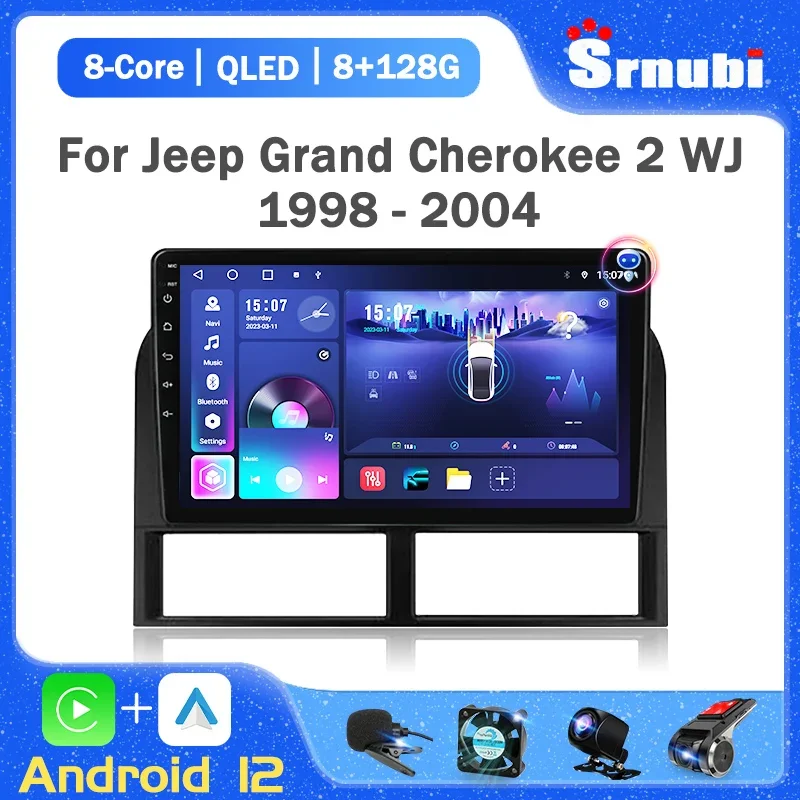 2 Din Android 12 Car Radio Multimedia Player Navigation For Jeep Grand Cherokee II WJ 1998 - 2004 Carplay Auto GPS DVD Head Unit