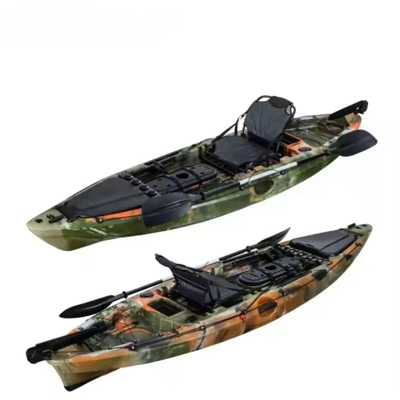 10FT Fishing Sea Kayak with Foot Braces Fishing Boat with Rudder System To The Port Single Seater Sitting for 1 Person