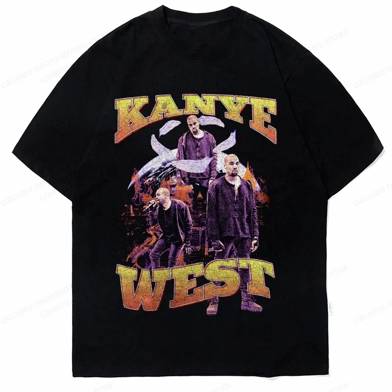 Rapper Kanye West T Shirt Men Women Fashion T-shirts Cotton Tshirt Kids Hip Hop Tops Tees Summer Boy Tees 2PAC Tshirt Music Rock