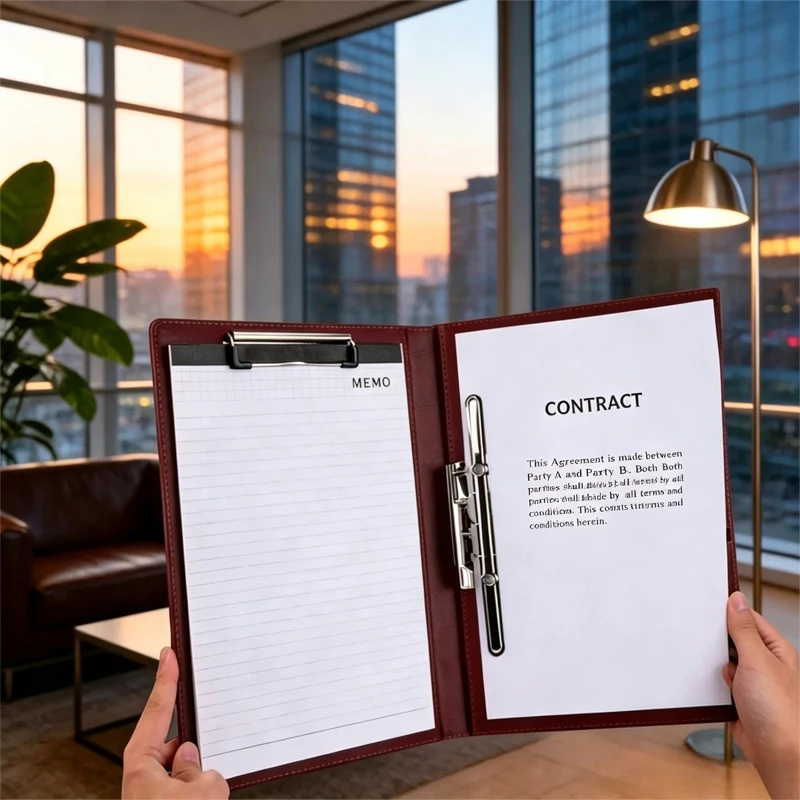 University A4 Leather Executive Portfolio Folder women Business for Document Holder Clipboard Desk organizer Office Accessories 3