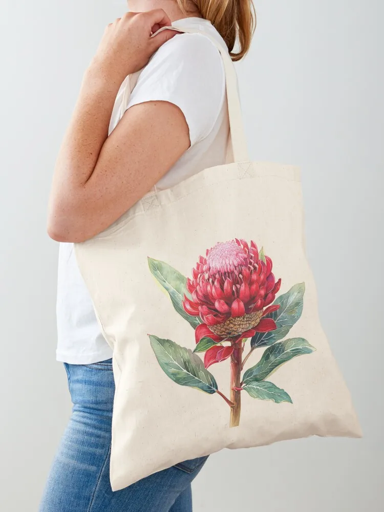 

Native Australian Flora, Flower, Waratah (Telopea speciosissima) Tote Bag tote bag woman supermarket folding bag Custom