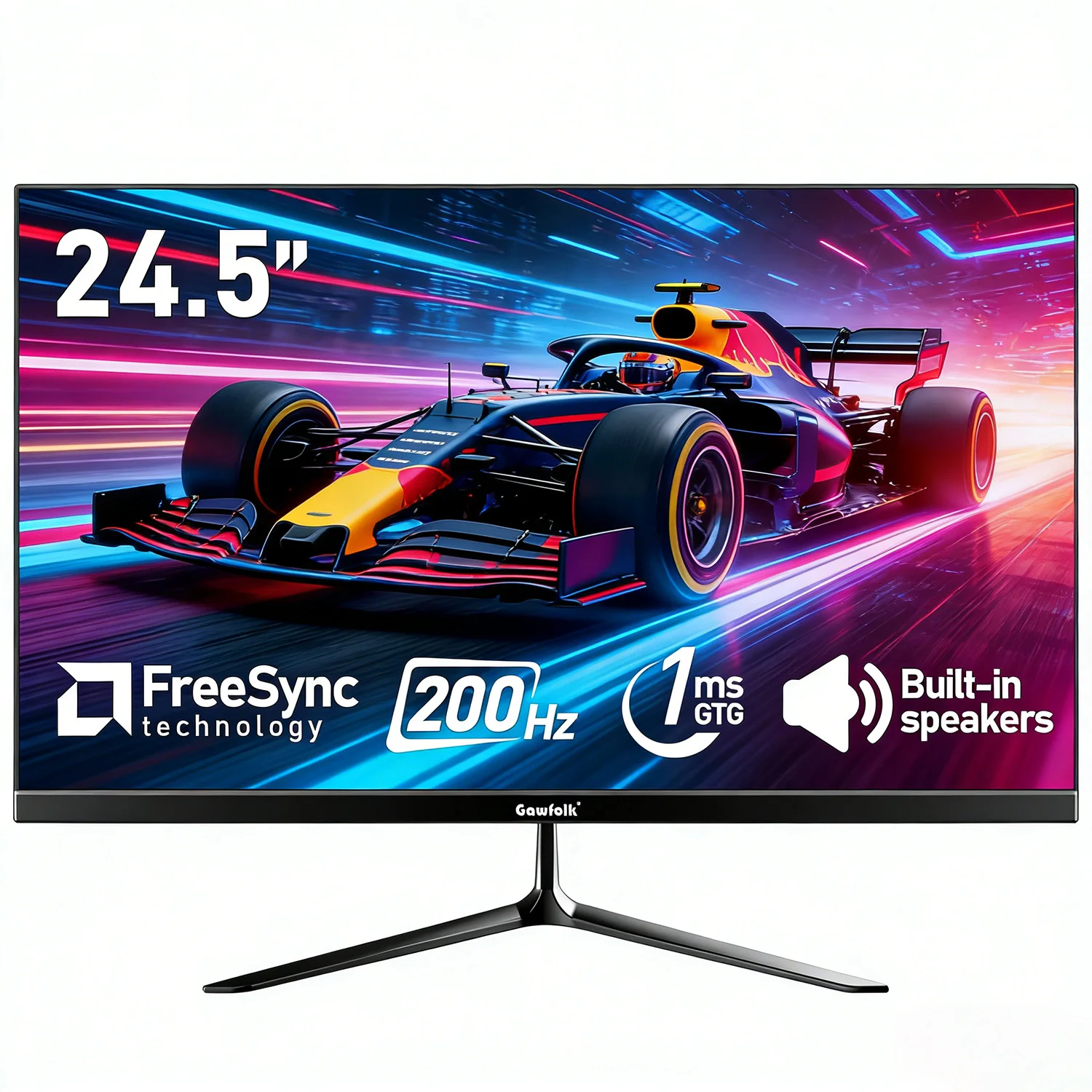 Gawfolk 24,5 inch computerschermen en -displays 200Hz FHD, frameloos pc-scherm met HDMI, compatibel met wandmontage - afbeelding 1