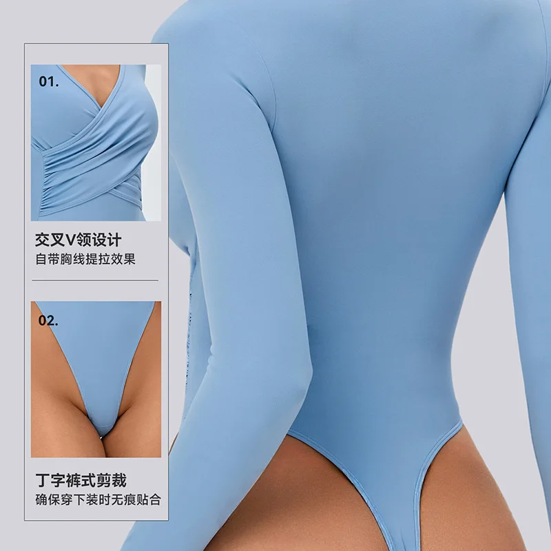 Women Yoga Jumpsuit Detachable Chest Cushion Long Sleeved Jumpsuit Sexy Jumpsuit Women Solid Color Jumpsuit