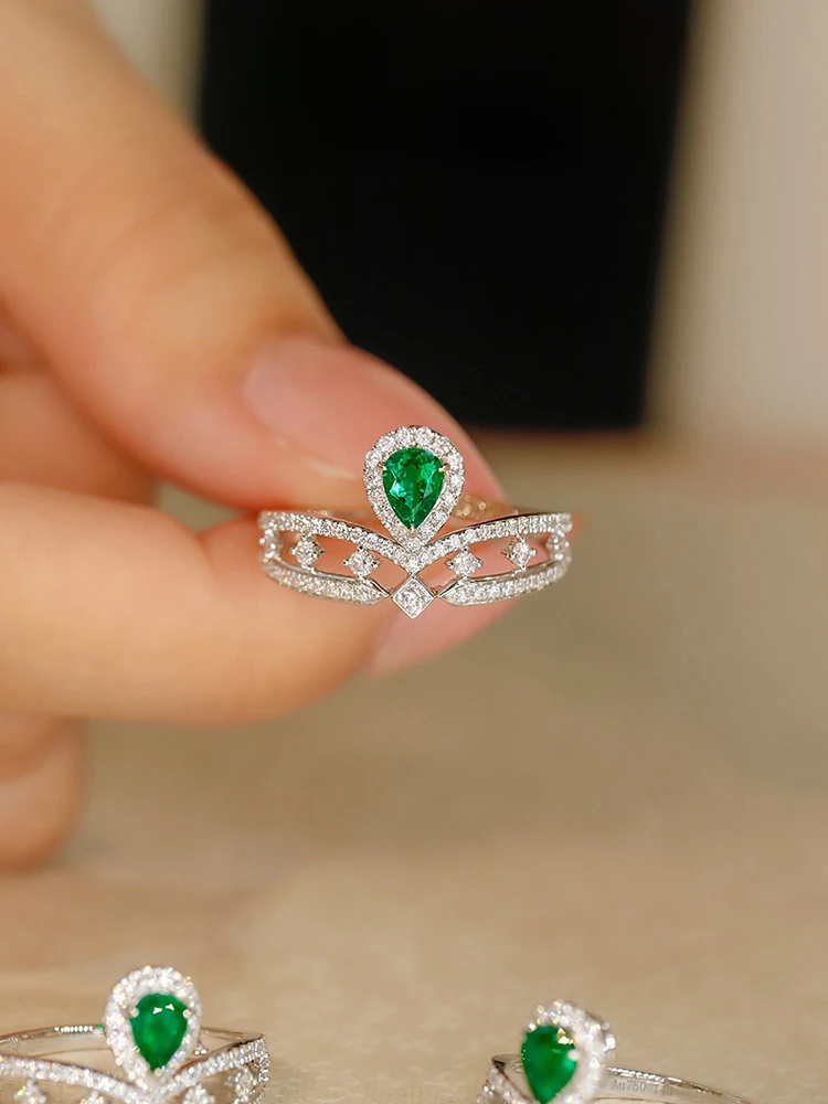 

S925 Sterling Silver Women's Ring Green Zirconia Crown Hollowed Out Gorgeous Women Jewelry For Daily Wear Holiday Party Gifts