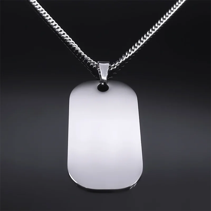 Jewish Hebrew Scripture Mezuzah Necklace for Men Stainless Steel Dog Tag Pendant Necklaces Jewelry Gifts for Boyfriend N7769S05