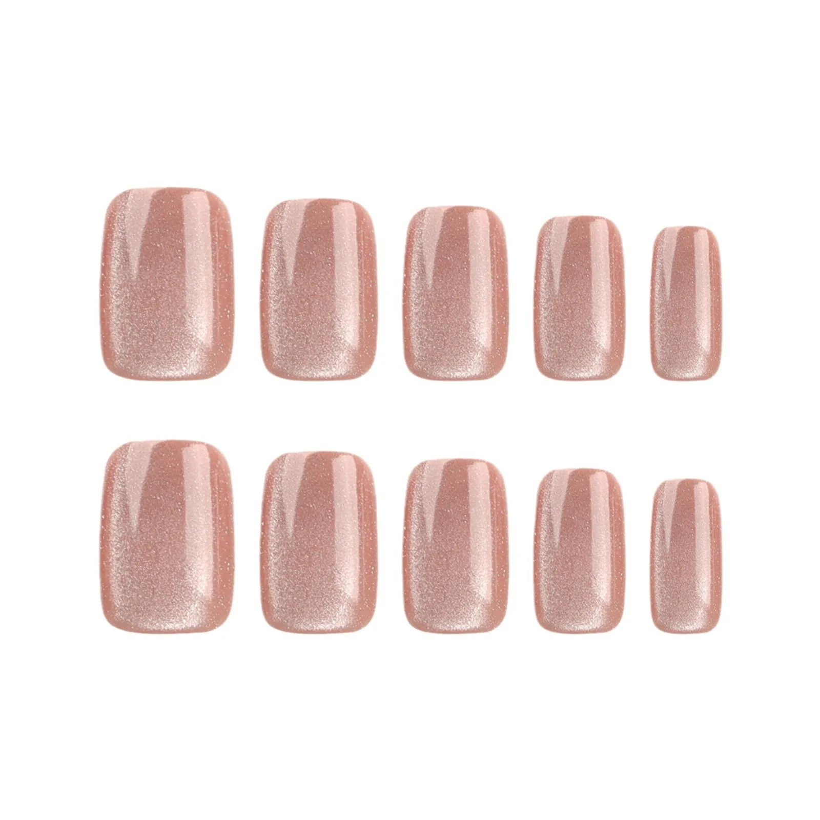 

24Pcs Medium-Length Press-on Nails: Elegant Champagne Cat Eye Design - Sophisticated & Glamorous False Nails With Wearing Tools