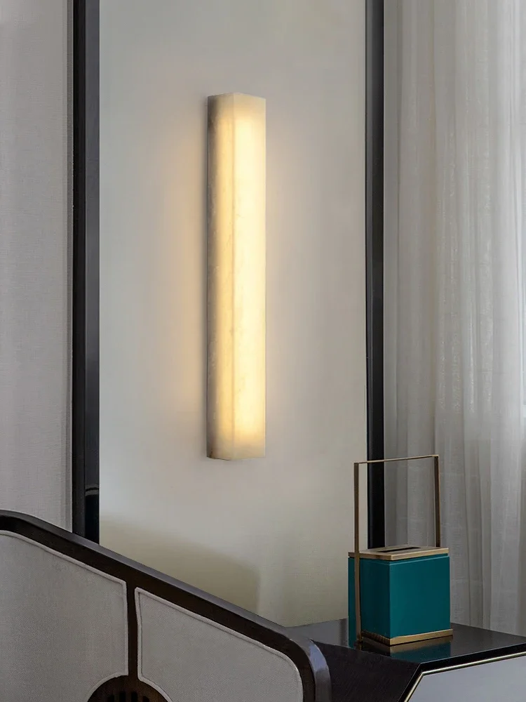 

Modern Marble Long Strip Wall Lamp For Living Room Hall Hotel Corridor Indoor Home Decor Copper LED Wall Sconce Lighting Fixture