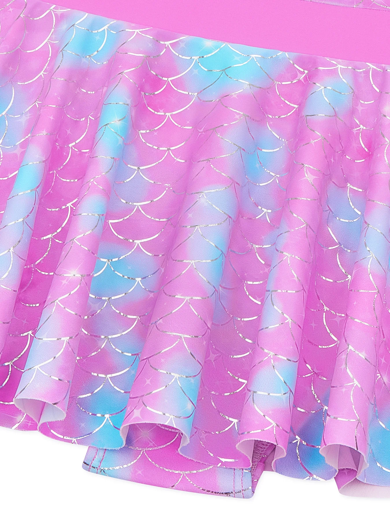 Skirted Bikini Briefs Swimwear Kids Girls Short Sleeve Zipper Closure Swimming Suit Scale Print Rose Red Color Summer Beach Tops