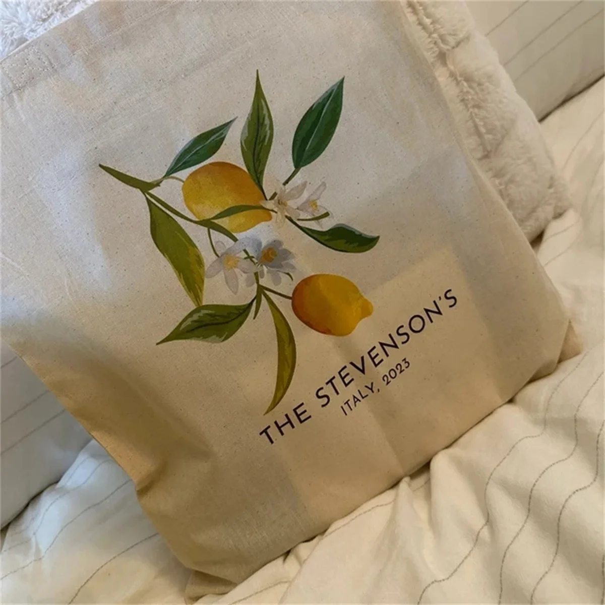 Italy Wedding Tote Bag - Custom Wedding Totes - Destination Wedding Welcome Tote - Italian Wedding - Citrus Wedding Favor - Lemo