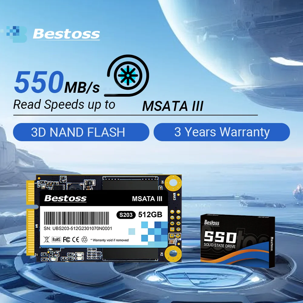 

Bestoss mSata SSD 1 ТБ 512 ГБ 256 ГБ Жесткий диск Mini Sata 3.0 128 ГБ Внутренний твердотельный жесткий диск для ноутбуков, настольных компьютеров