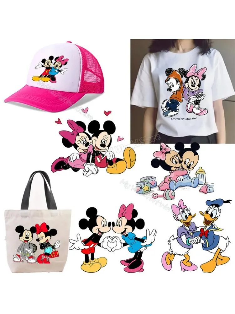 TureMinnie Mouse-Autocollant thermocollant Disney, Donald Duck PlAAHot, patchs de vêtements de bricolage pour les amoureux, chemise à capuche, transfert