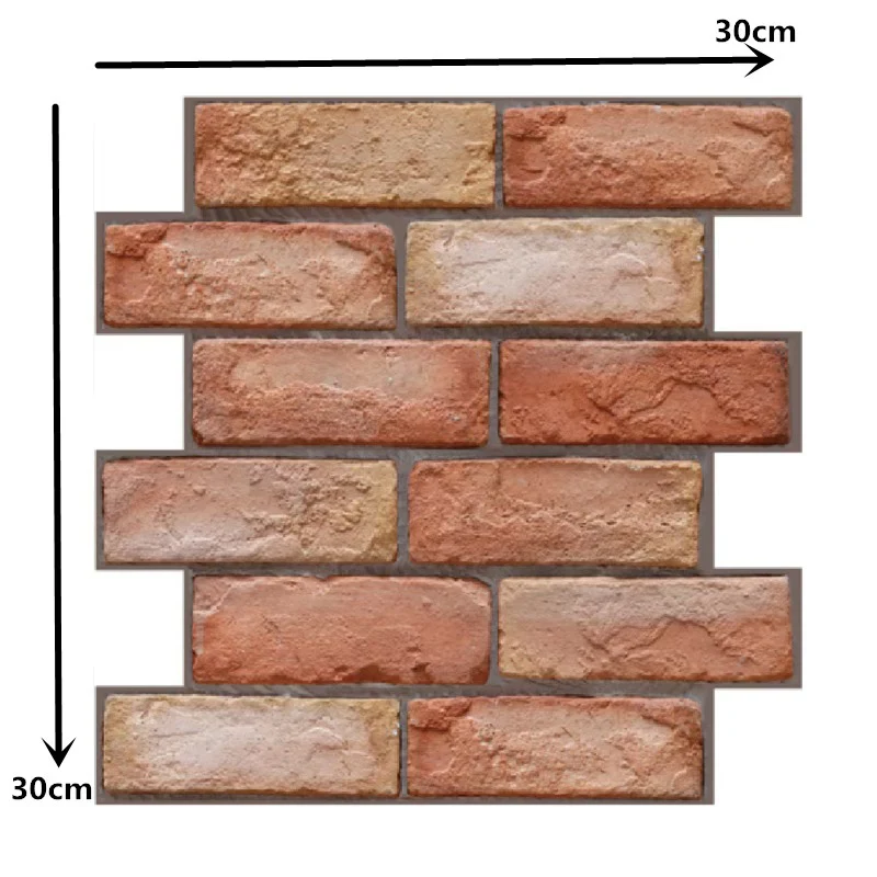 10PCS Self Adhesive Waterproof 3D Wall Panels Peel and Stick Subway Tile Brick Wallpaper Retro Sticker for Bathroom Fireplace