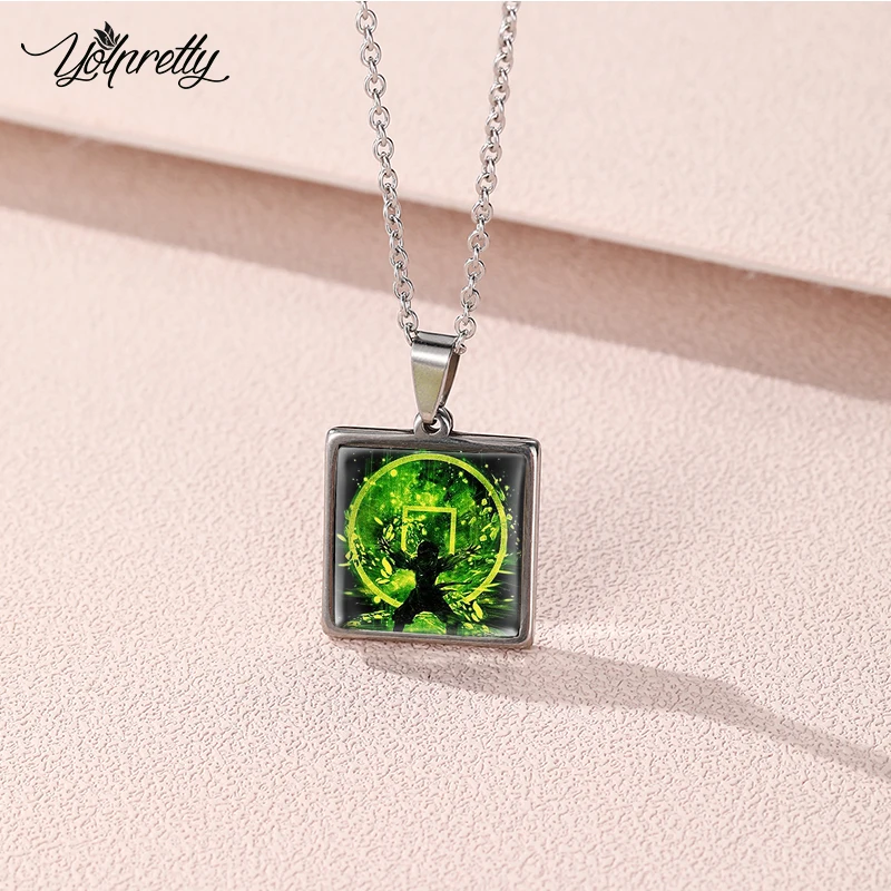 2023 avatar the last airbender Art Paintings Square Stainless Steel Necklace Glass Cabochon Pendants Necklace Jewelry