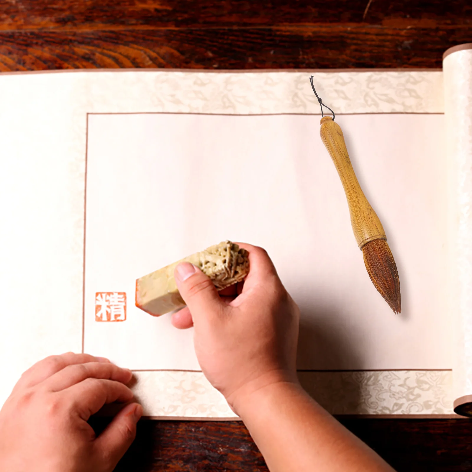 

1pc Solid Wood Handle Calligraphy Brush For Chinese Painting Writing Watercolor Couplets Diy Pen Art Stationery