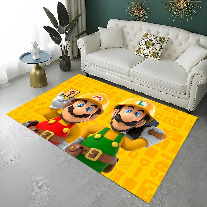 3D Cute Cartoon M-Mario Bros Game Non-Slip Area Rug for Living Room Bedroom Playroom,Carpet Floor Mat for Home Decor Holiday