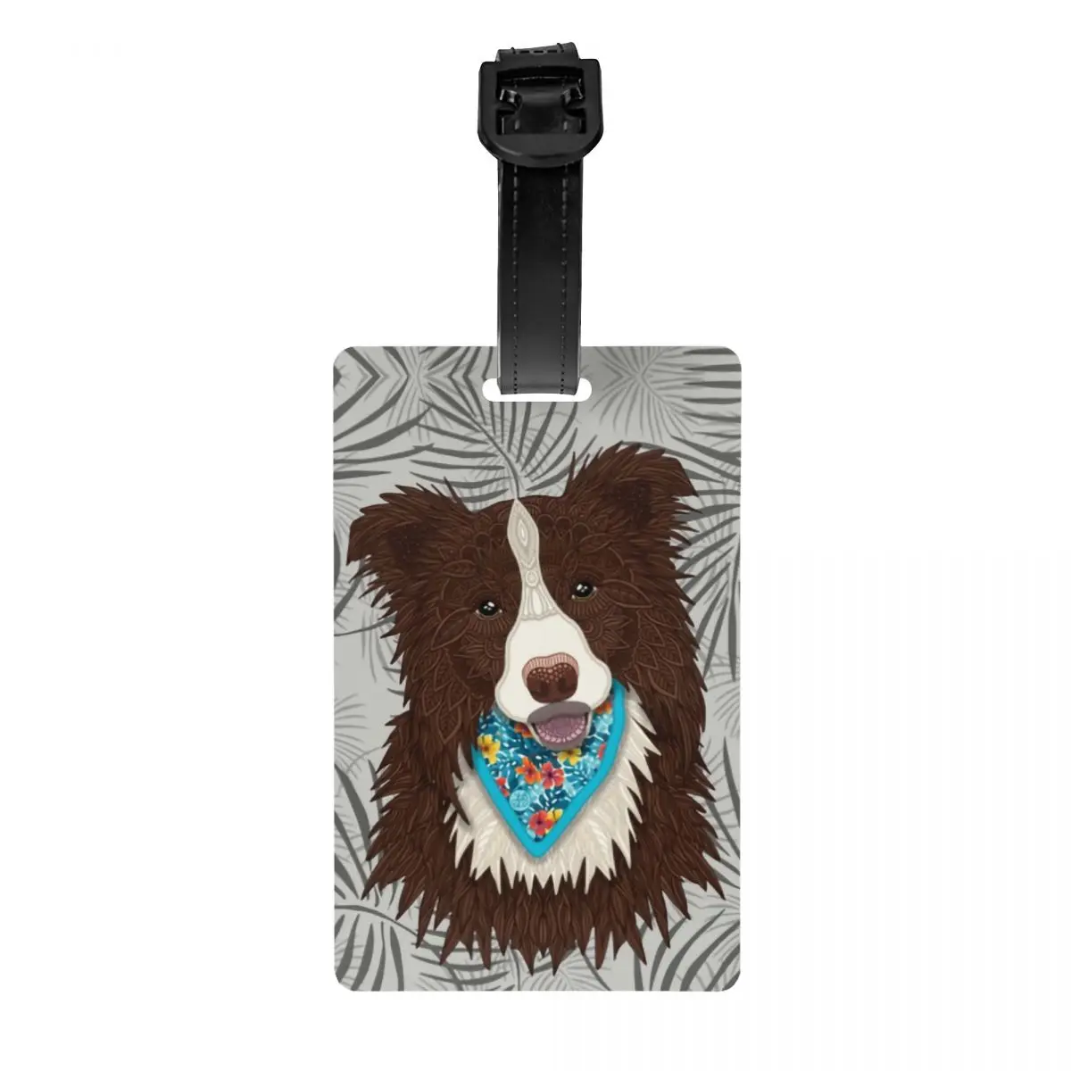 

Tropical Brown Border Collie Luggage Tags for Suitcases Dog Privacy Cover Name ID Card