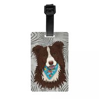 Tropical Brown Border Collie Luggage Tags for Suitcases Dog Privacy Cover Name ID Card