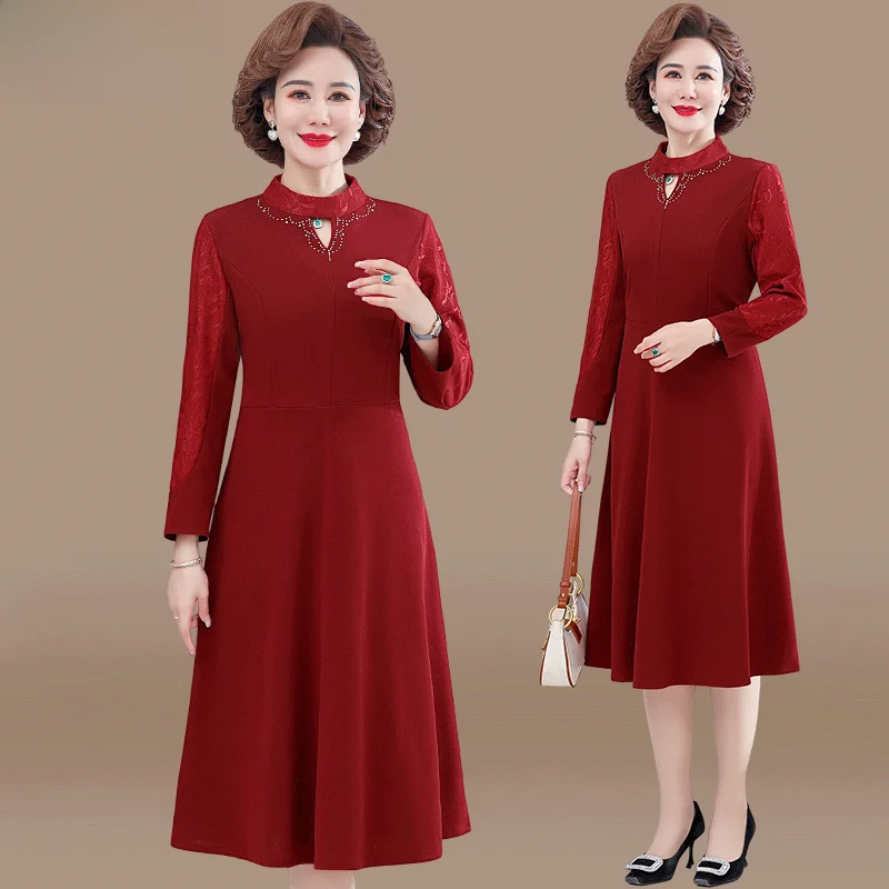 ele-mothers-wedding-dr-spring-faion-long-sve-round-ne-polka-dot-maxi-dr-for-middle-aged-and-ly-women