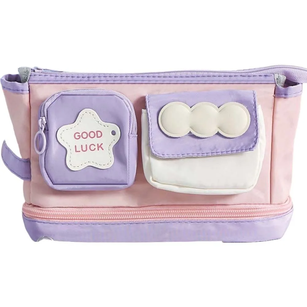 

Multilayer Y2K Star Stationery Bag Handheld Large Capacity Korean Pencil Case Aesthetic Cosmetics Card Pen Ins Pencil Pouch