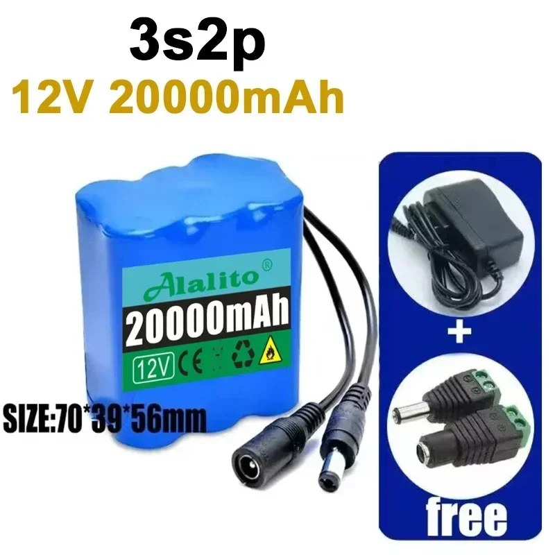 New Portable Super 12V 20Ah-50Ah Battery Rechargeable Lithium Ion Battery Pack Capacity DC 12.6v10Ah CCTV Cam Monitor+Charger