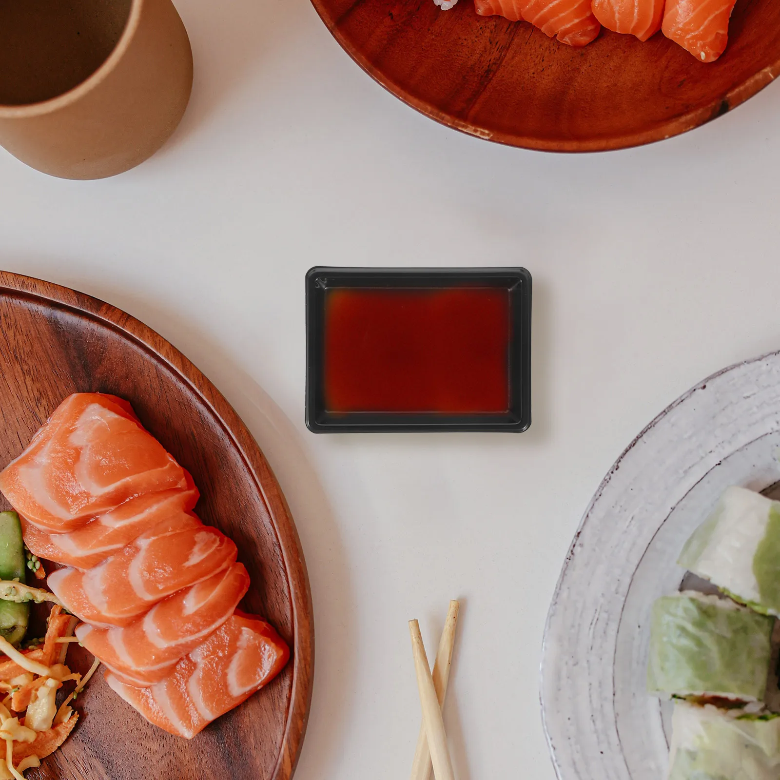 

100Pcs Rectangle Sauce Dishes Disposable Condiment Trays for Sushi Bbq Parties Family Camping Soy Sauce Dipping Bowls