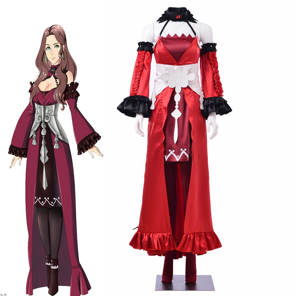 Juego Fire Emblem Cosplay Dorothea Timeskip disfraz vestido rojo con accesorios fiesta de Halloween juego de rol traje de actuación en escenario
