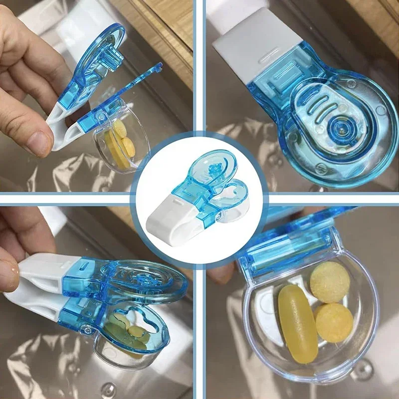 2PCS Portable Pill Organizer Box Taker Anti Pollution Pill Popper Reusable Dispenser Pill Taker Cup Travel Organizer Box