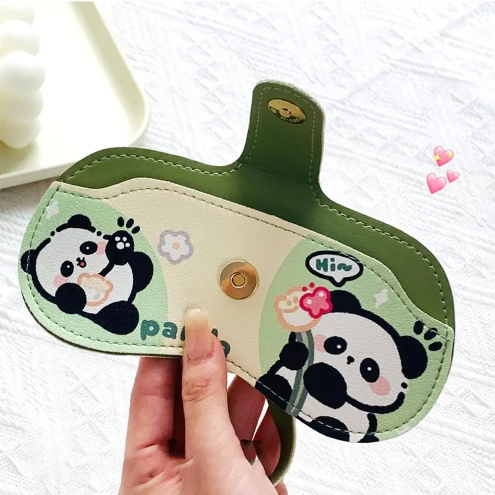 Cute PU Cartoon Panda Glasses Bag Buckle Glasses Hanging Bag Glasses Frame Portable Glasses Sunglasses Storage Bags