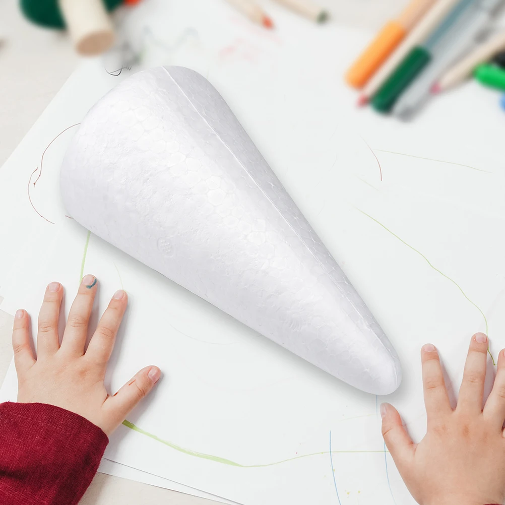 

20pcs White Foam Cone Shape DIY Craft Material Christmas Tree Making Kids Safe Smooth Surface Garden Supplies
