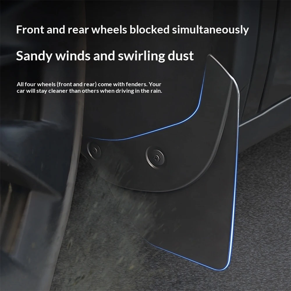 4Pcs TPE Injection Molded Rear Position Mud Flaps Front Rear Wheel Splash Guards Fender For Tesla Model 3 Highland 2024-2026 - view 2