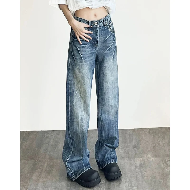 

Lady Chic Designer High Waisted Jeans Pants Women Vintage Slim Fit Denim Pants Girls Comfortable Straight Leg Jeans Trousers