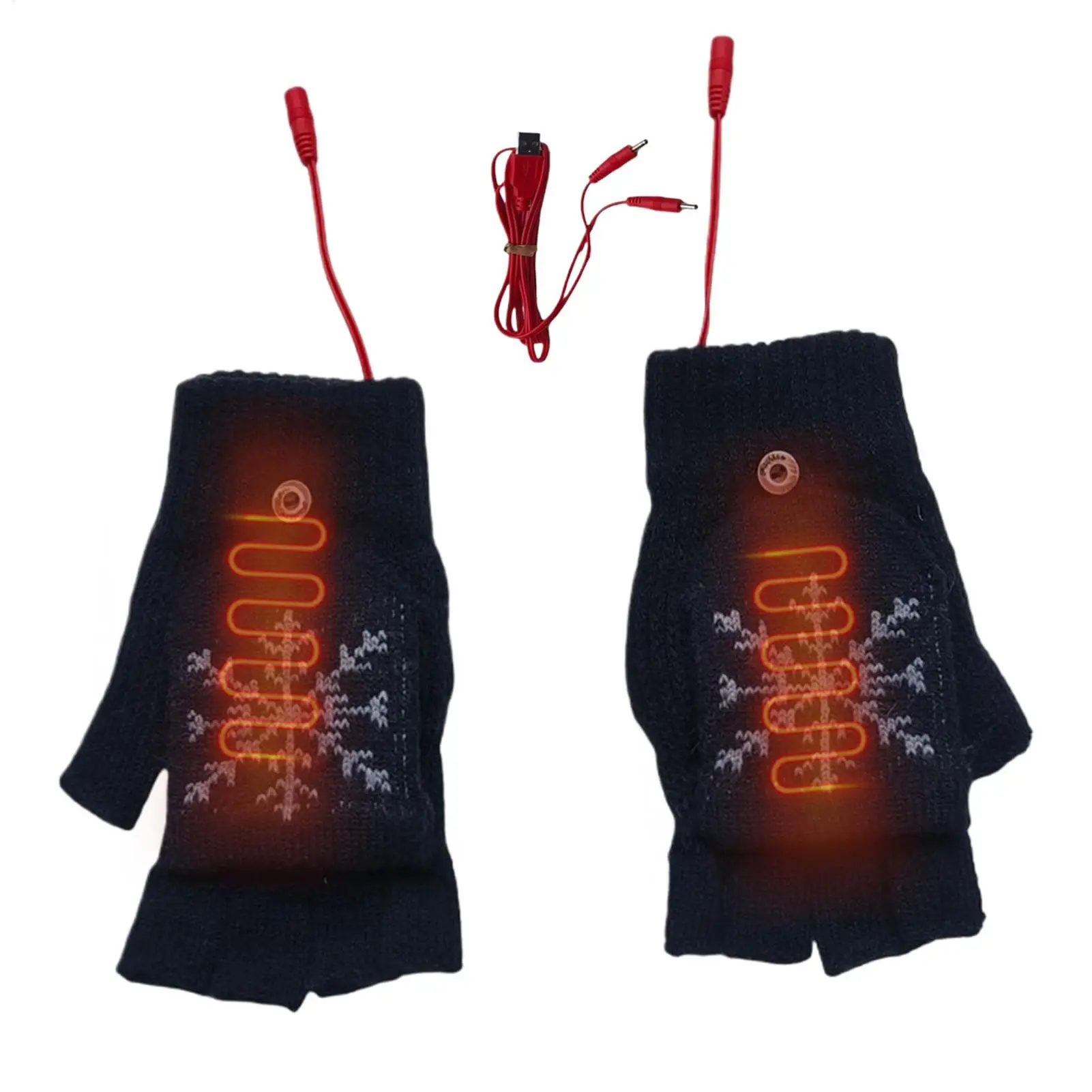 Sarung Tangan Tanpa Jari Berpemanas USB, Penghangat Tangan Isi Ulang untuk Aktivitas Luar Ruangan, Perlengkapan Cuaca Dingin untuk Pria Wanita Olahraga Musim Dingin